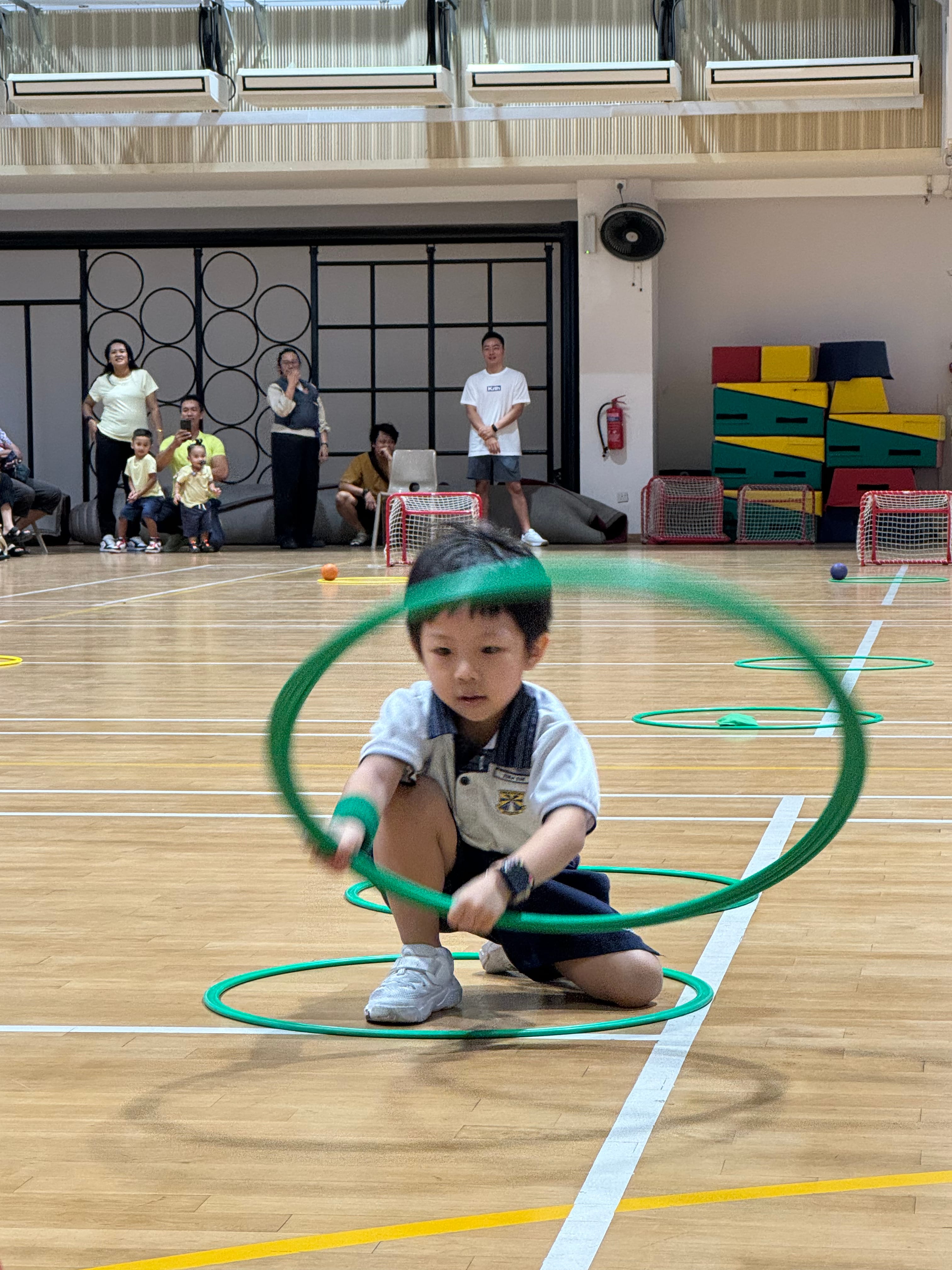 Focus and determination during the hoop challenge